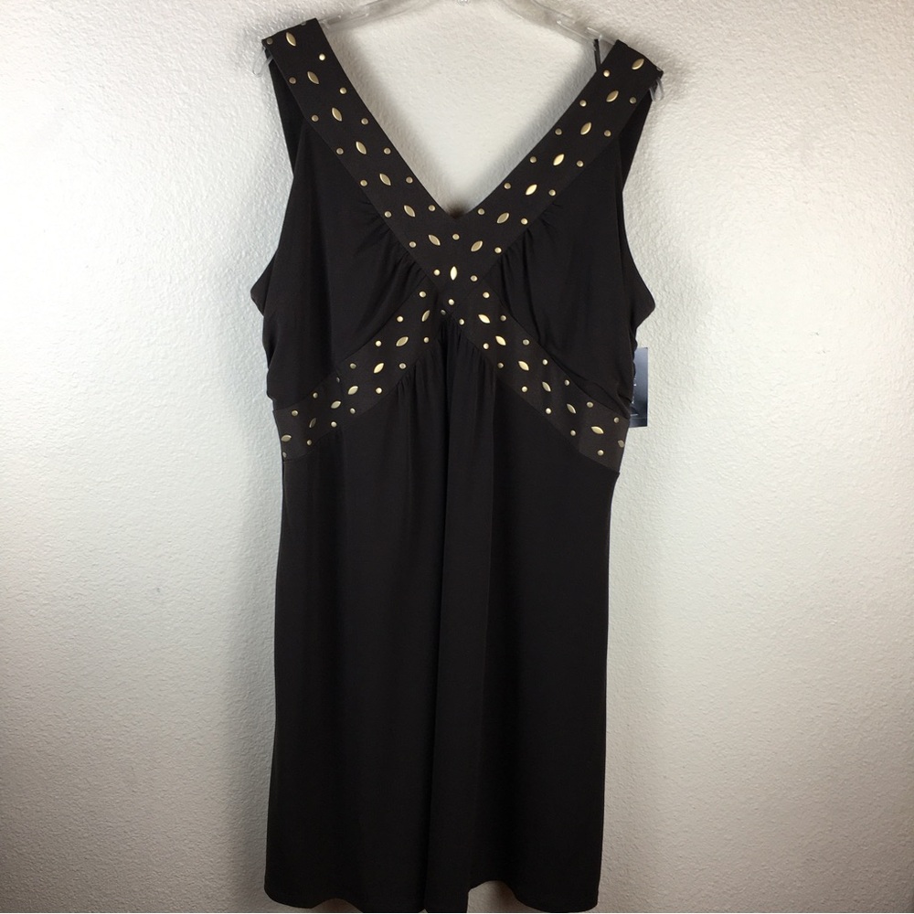 Style & Co Woman Brown Stretch Sleeveless Dress Size 2X NWT